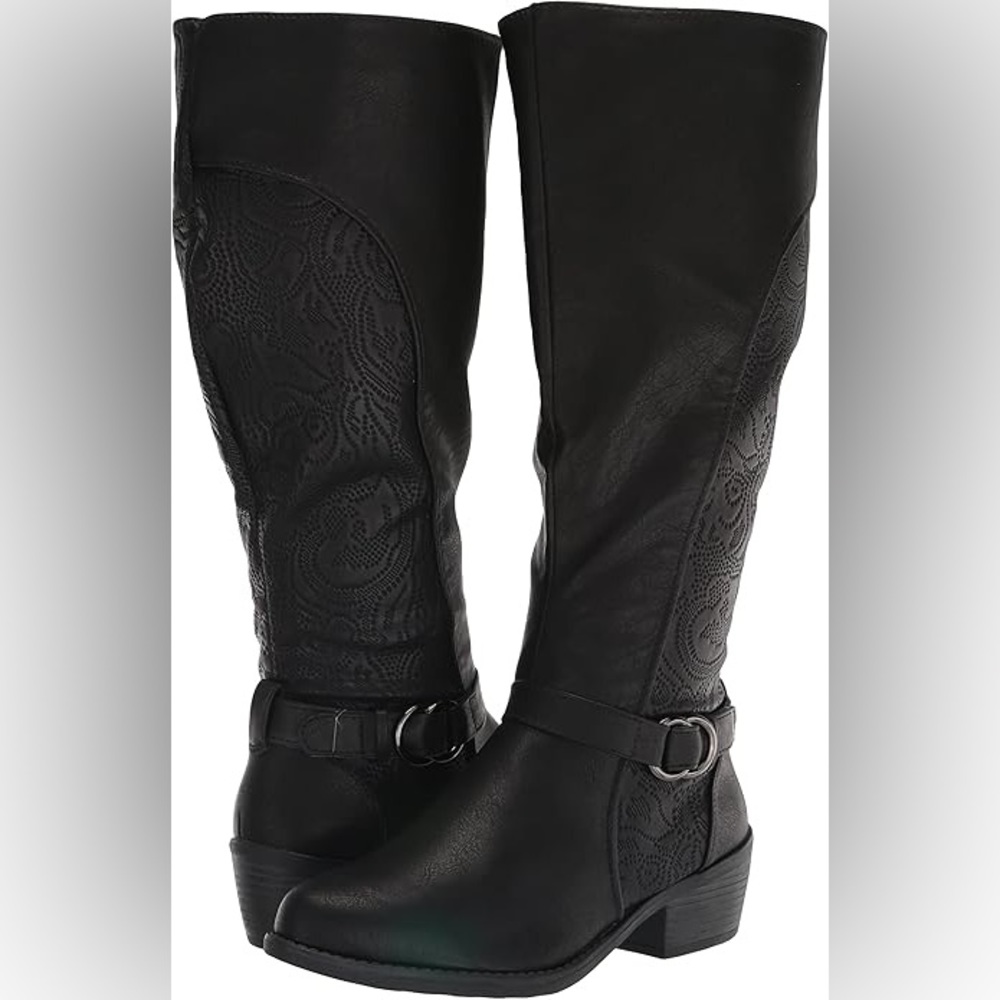 NIB Easy Street Women’s Luella Plus Knee High Black Boots Size 9WW